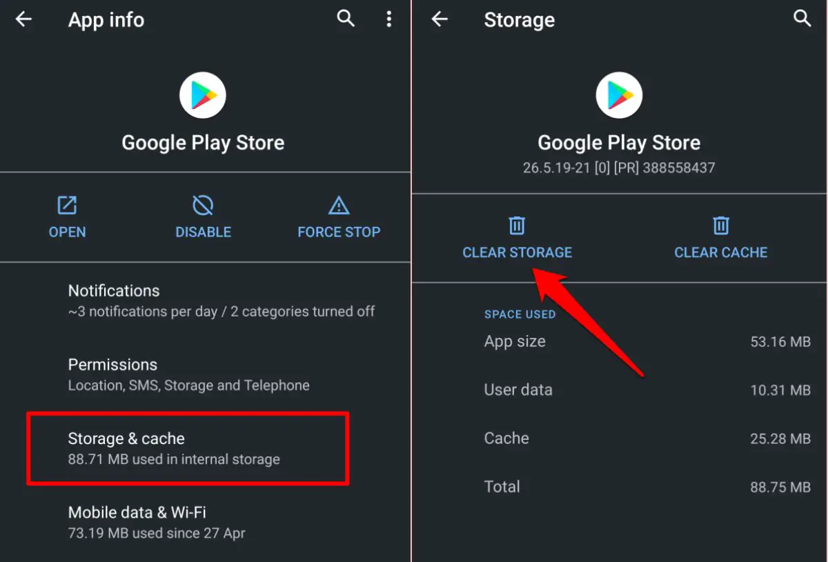 playstore-clear cache