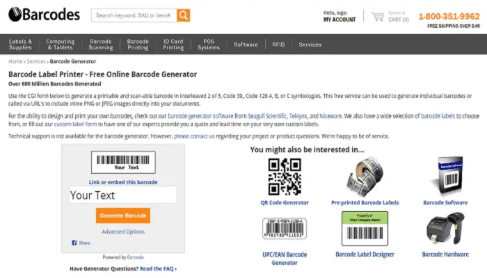 Barcode Generator by BarCodesInc