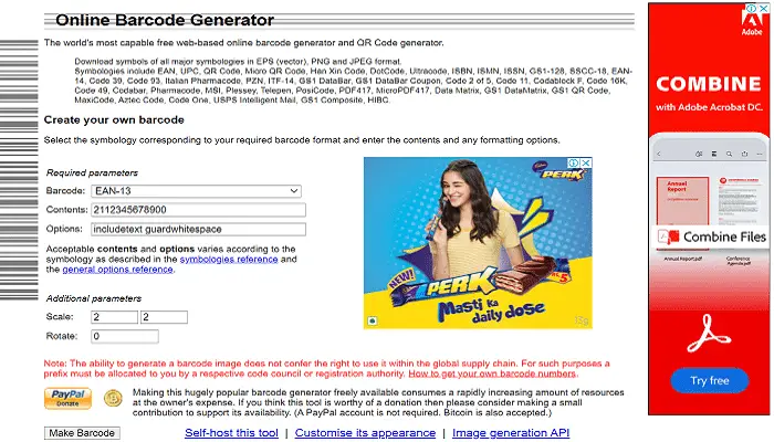 Online Barcode Generator by Terryburton.com