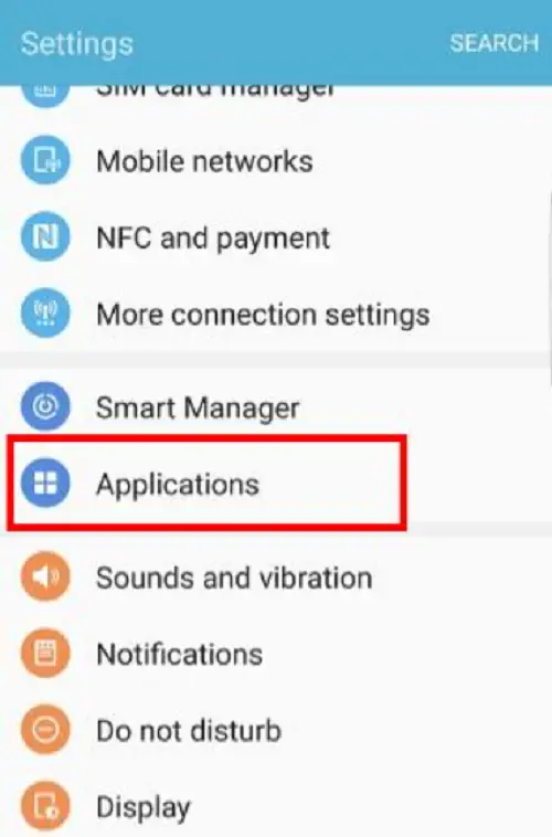 android applications in settings
