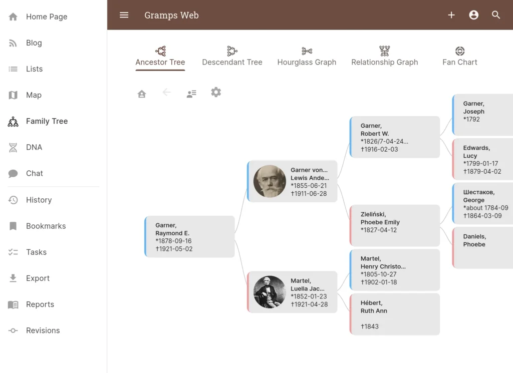 Gramps Web Open Source genealogy system for building family tree