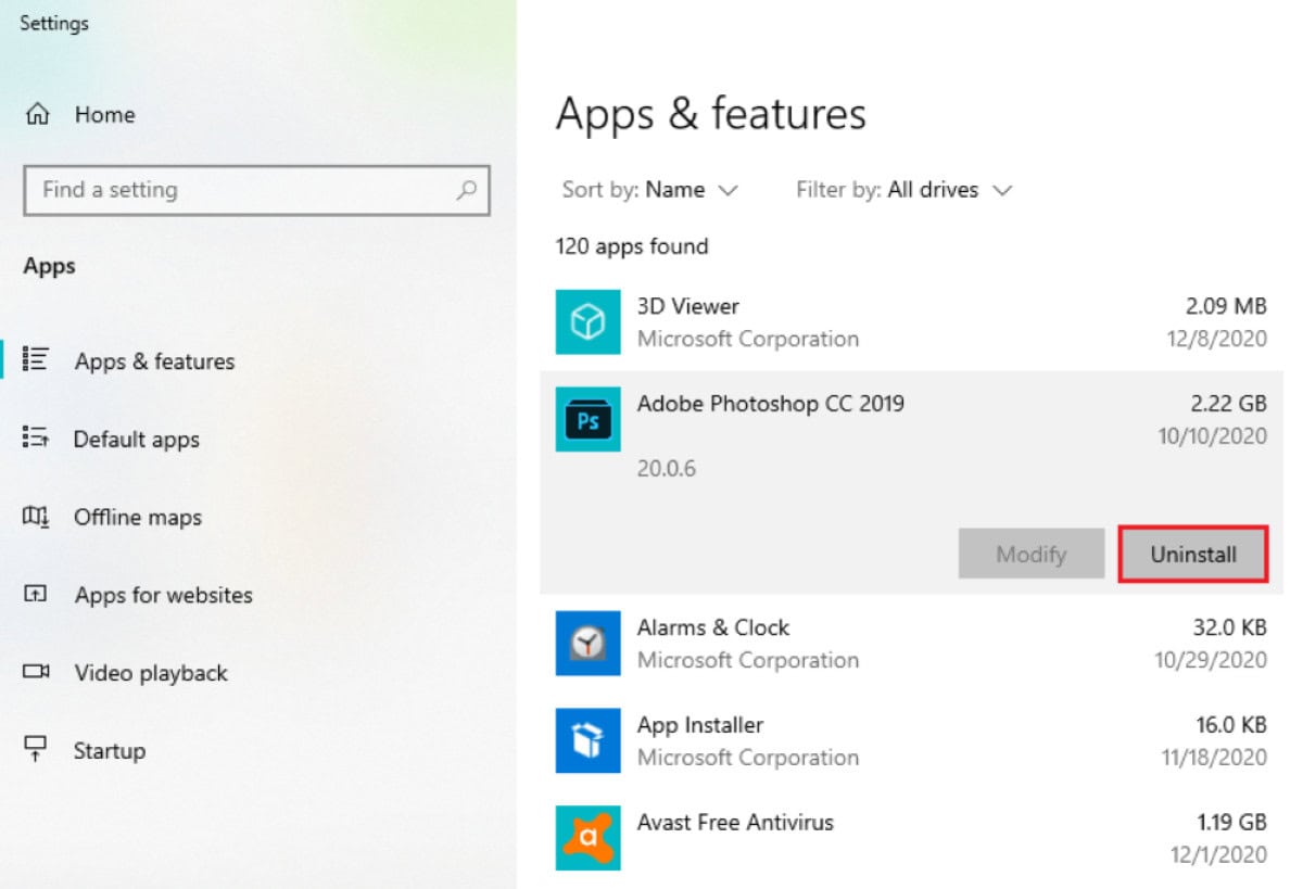 uninstall applications