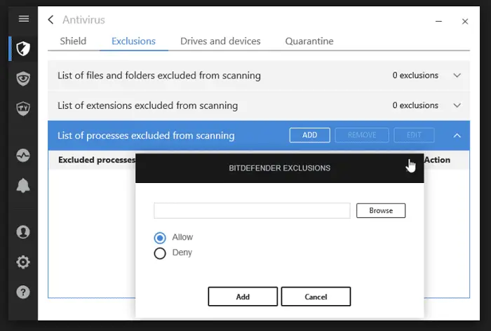 Add Antivirus Exclusion for NMM
