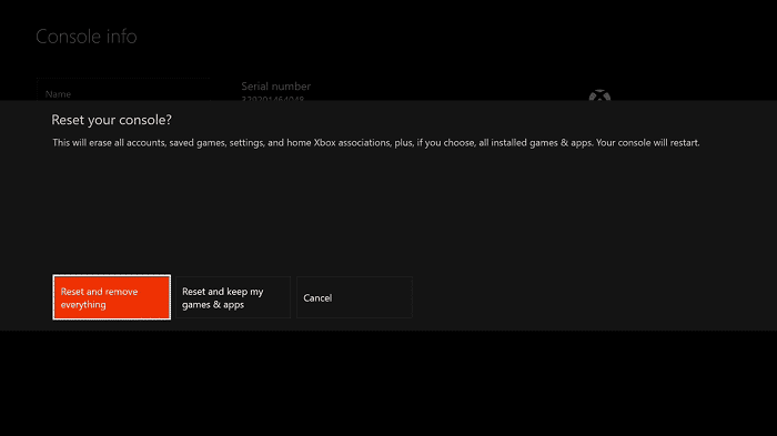 Сброс к заводским настройкам xbox one