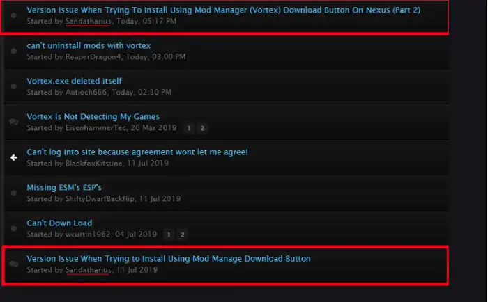 Nexus Mod manager old version issue