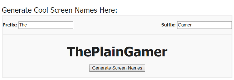 Screen Name Generator