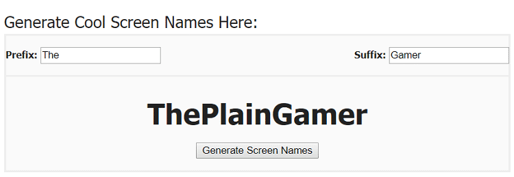 Cool Screen Name Generator