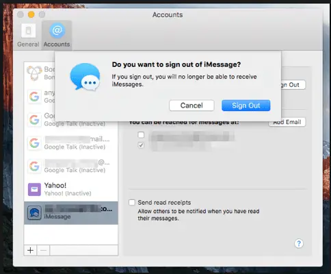 Sign out of iMessage on your Mac