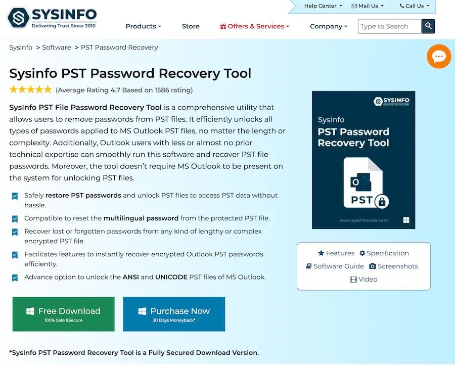 Sysinfo Outlook PST Password Recovery Tool