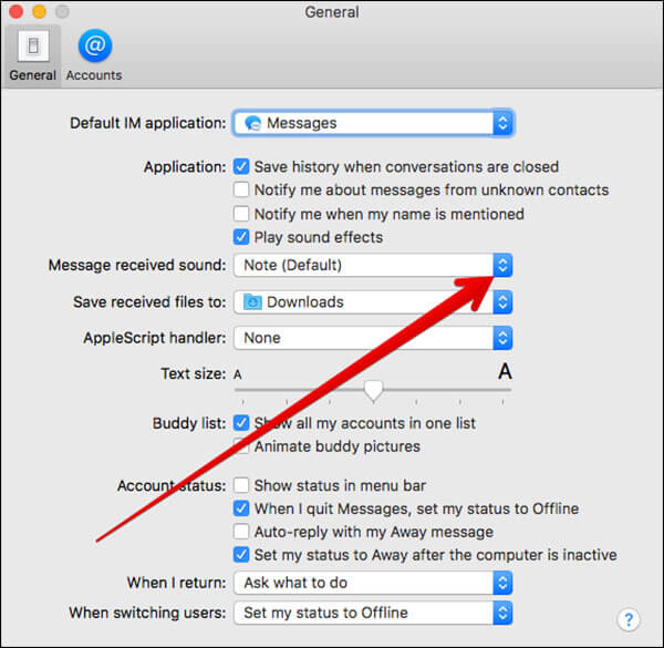 change the notification tone in imessage in mac