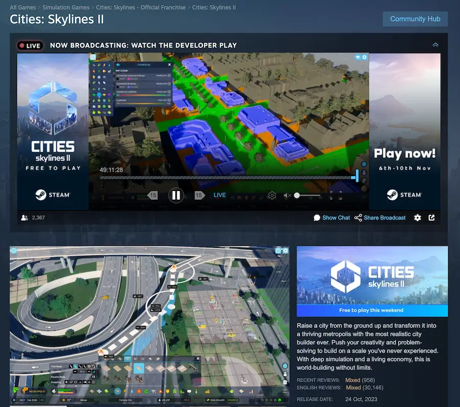Cities: Skylines II CPU Intensive Game