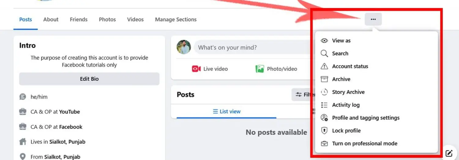 facebook three dots