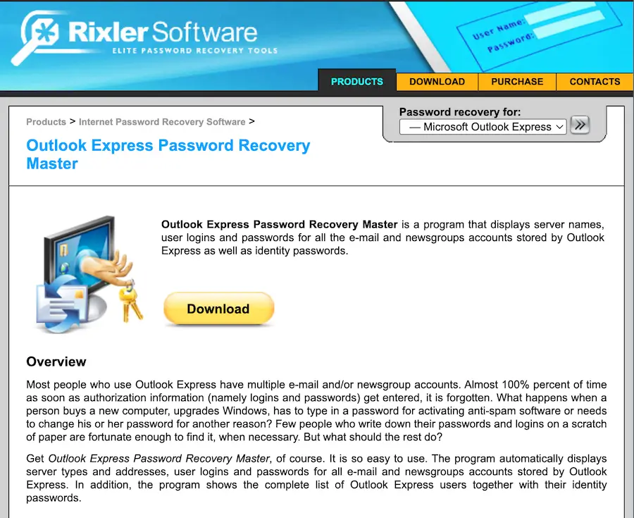 Rixler’s Outlook Password Recovery Master