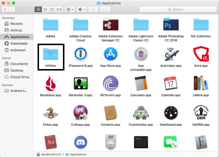 MacOS Finder- applications-utilities