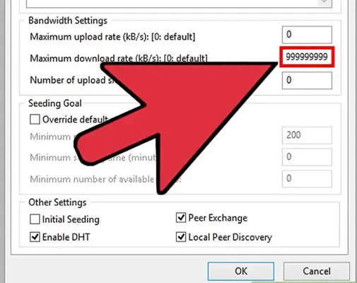 Максимальная скорость загрузки в uTorrent