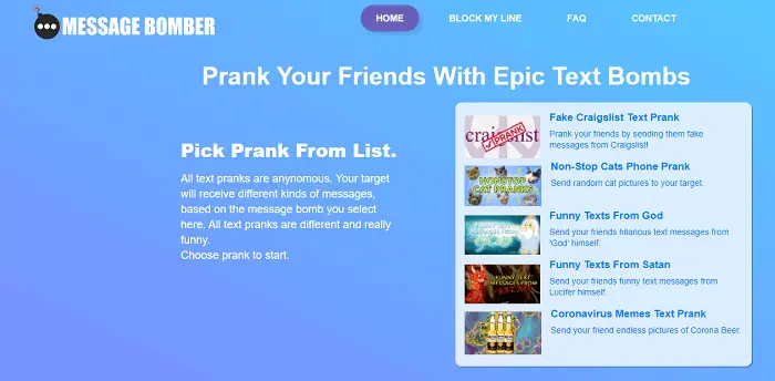 message bomber prank websites