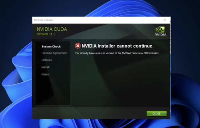nvidia installer failure