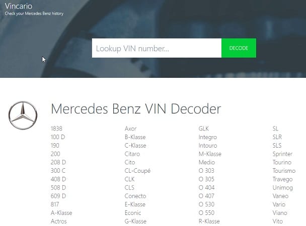 Mercedes Usa Vin Decoder