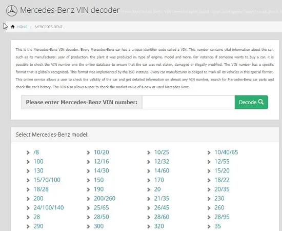 8 Best Free Mercedes VIN Decoder Tools in 2020 TechWhoop