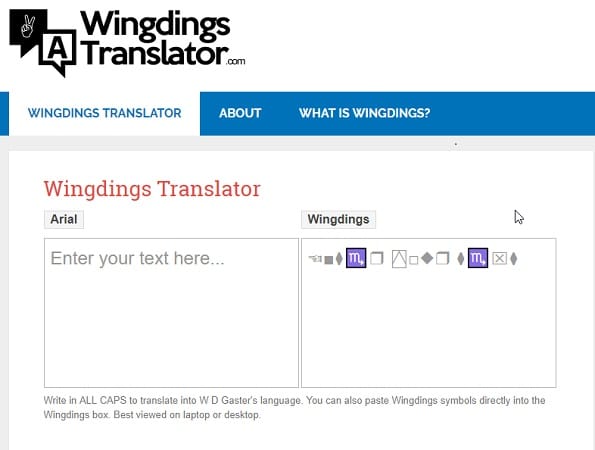wingdings translator