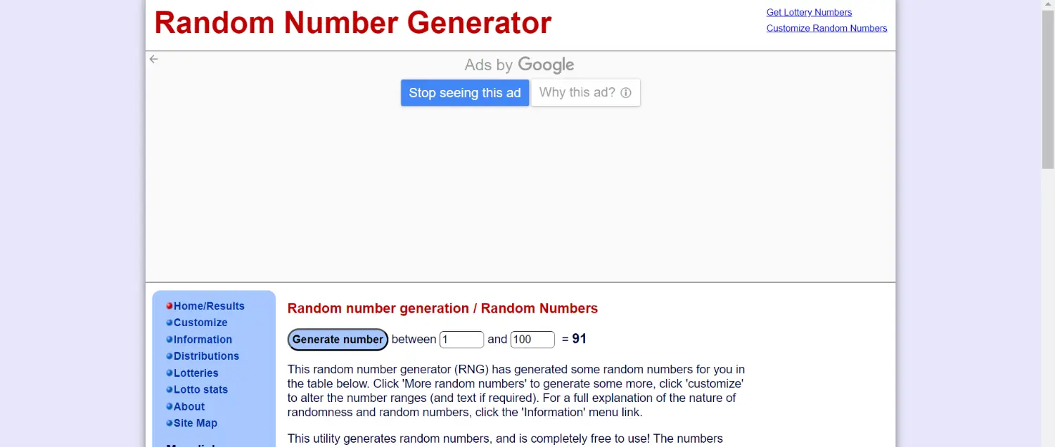 random number generator site