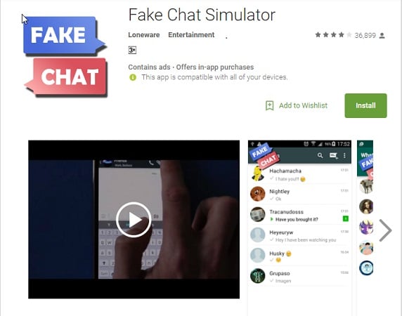 Fake chat simulator app