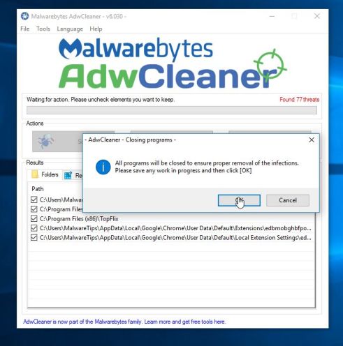 malwarebytes adwcleaner removing malware