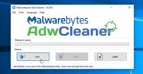 Панель управления Malwarebytes AdwCleaner