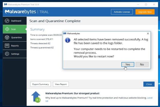 Malwarebytes Restart Computer