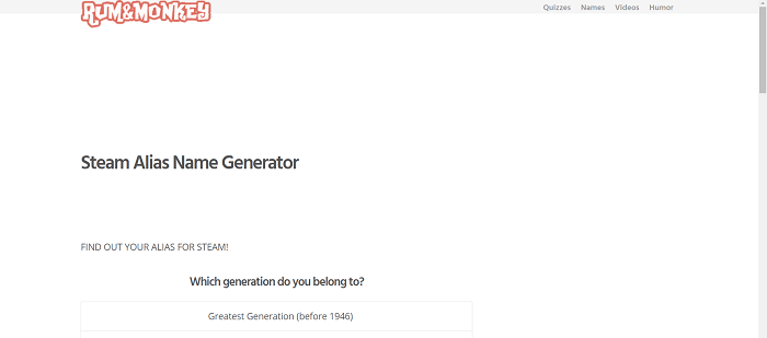 Steam Alias Name Generator