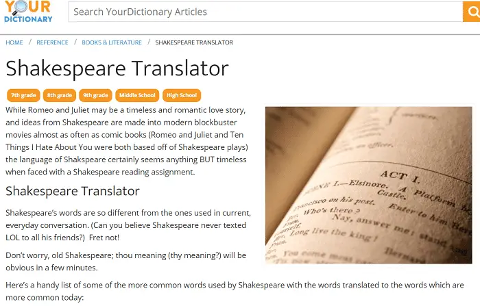 Shakespearean Language To English