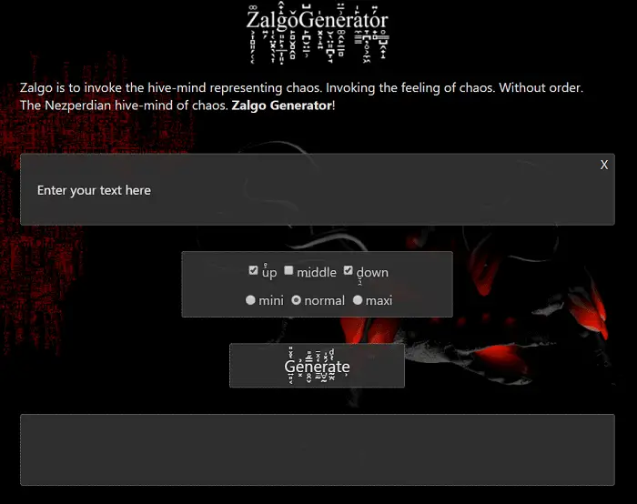 Creepy Zalgo Text Generator / Zalgo text generator today : What is zalgo and creepy text generator?