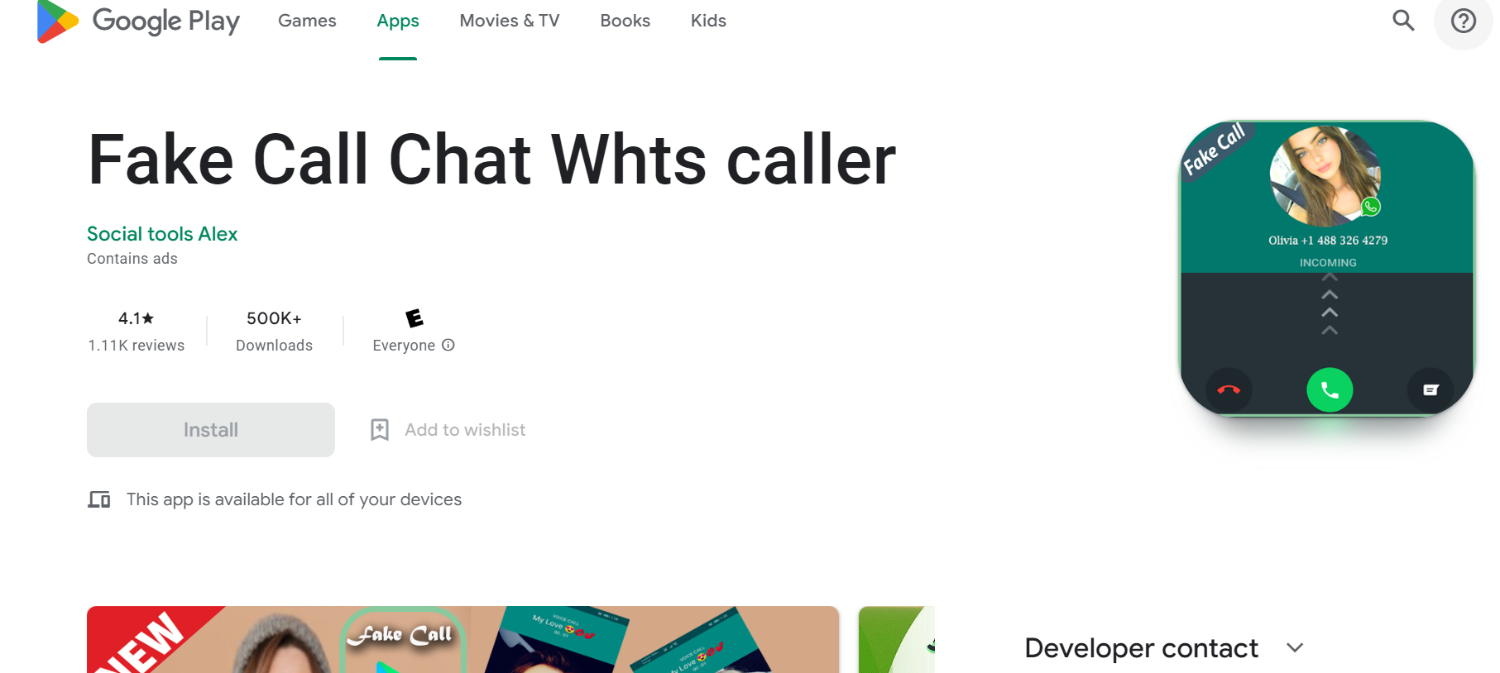 fake call and chat app