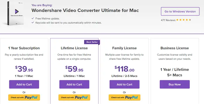 Pricing for Mac