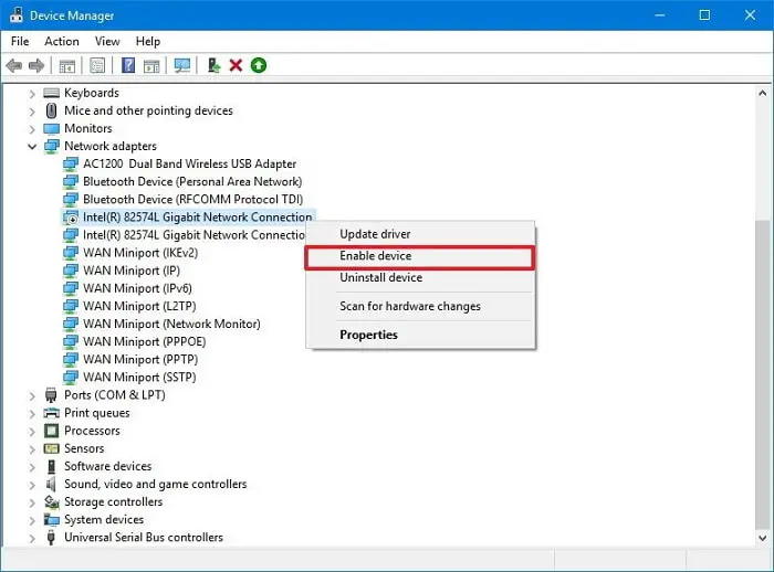 Disable and Enable the Network Adapter