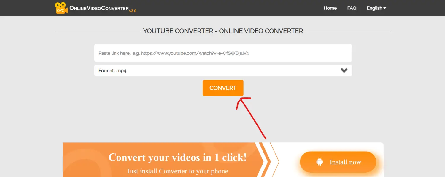 click on convert option