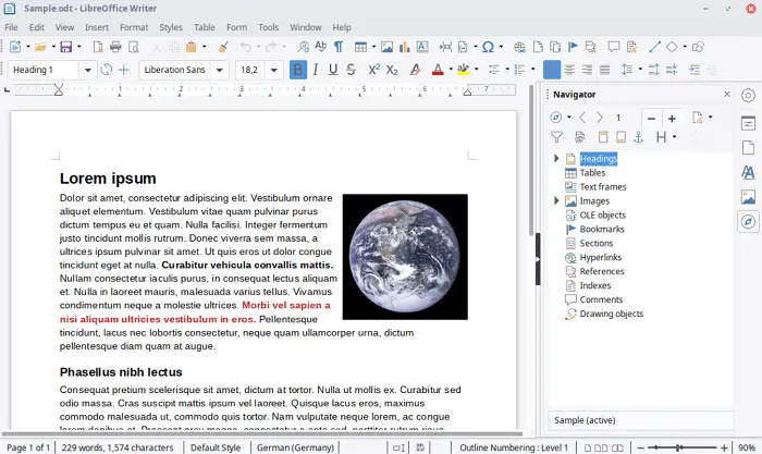 libre office writer