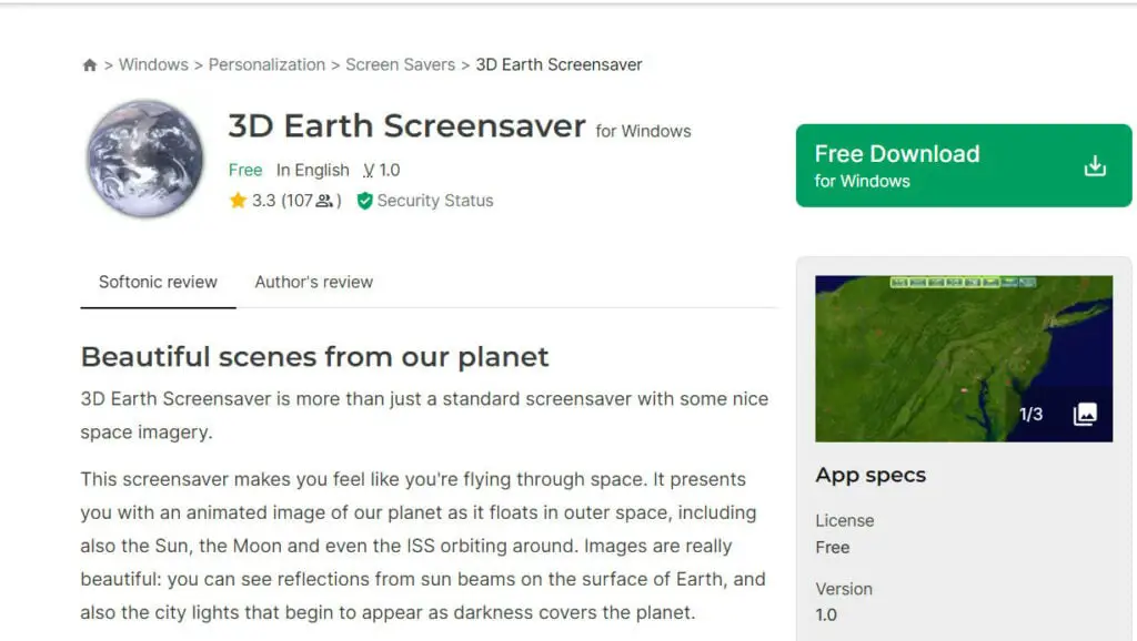 3d earth screensaver