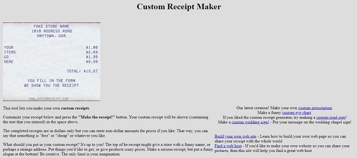 custom receipt generator