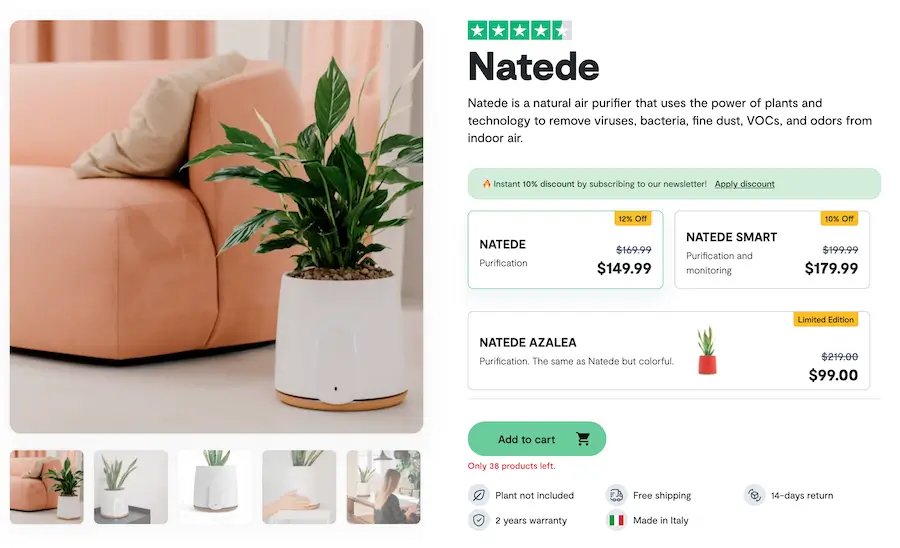 NATEDE Smart Natural Air Purifier