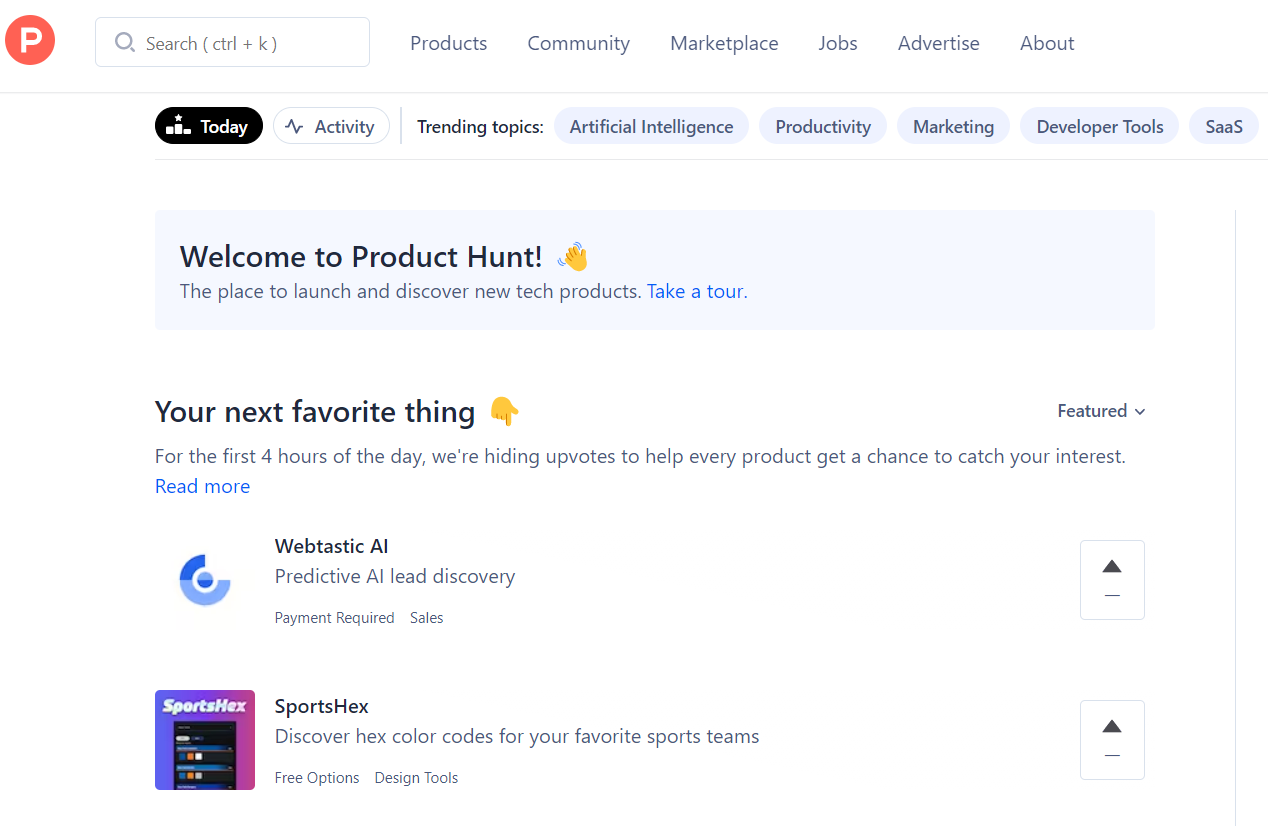 product hunt platform