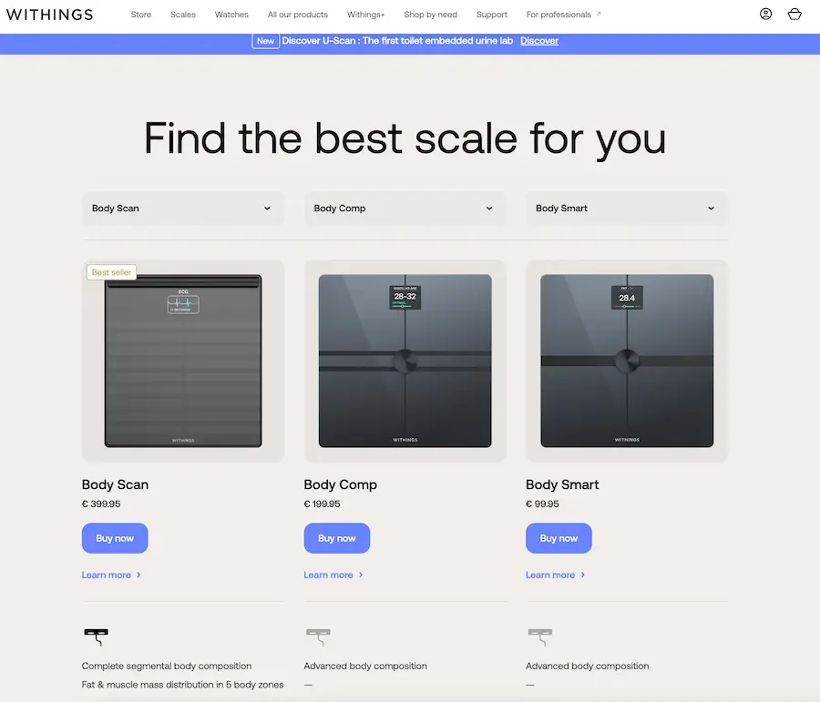 Withings Body Comp or Body Scan Smart Scale
