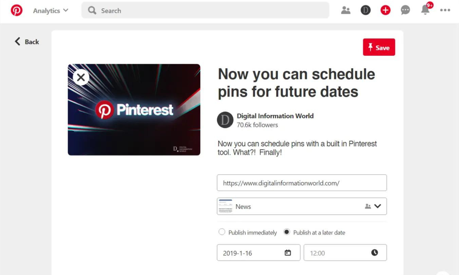 scheduled pin