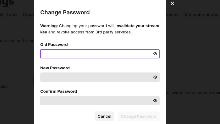 change password window of twitch