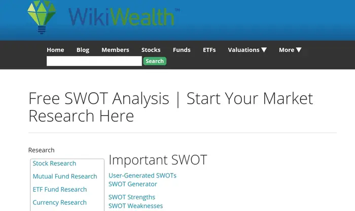 wikiwealth swot analysis tool