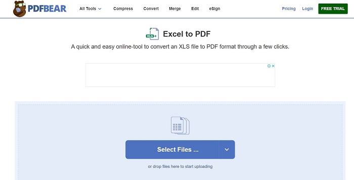 PDFBear: Excel to PDF