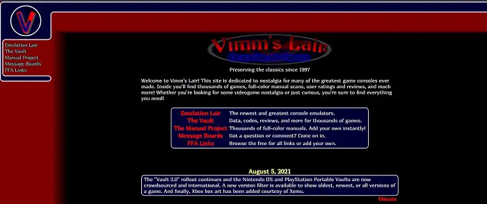 vimm's lair webpage