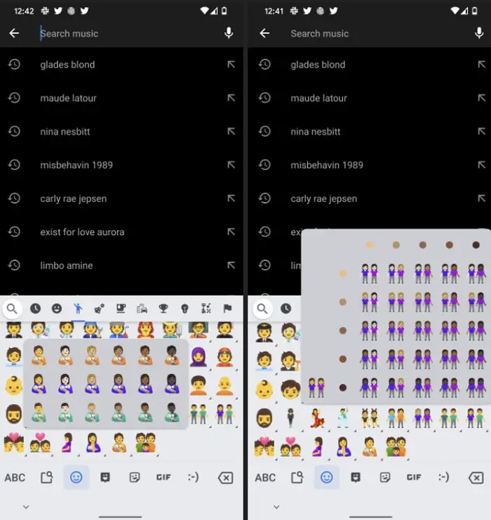 tap and hold for ethnic emojis