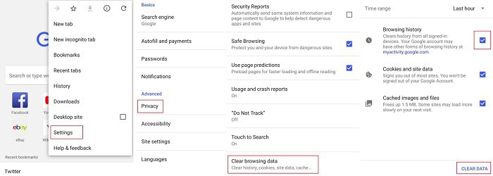 clear browsing data