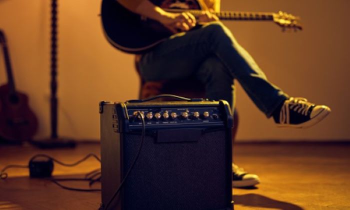 guitar with amplifier